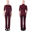 Elegant Office Work Wear Business Formal Jumpsuits 2020 Vrouwen halve mouwzakken breed been broek romper mode overalls walk