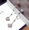 Super Glittering New Ins Fashion Luxury Designer Diamonds Zircon Cute Beautiful Butterfly Long Dangle Stud Earrings for Woman
