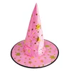 Halloween Toys Witch Hat Non-Woven tyghattar Dekorativa rekvisiter Kostym Ball Party Cosplay Stars Tryckt Wizard's Hat