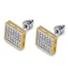 3D Box XL Gold CZ Square Iced Out Bling Bling Oorrings 1 Pair Micro Pave Cubic Zirkoon oorbel voor mannen Women Rapper Singer Accessor6689104
