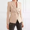 Damenanzüge Herbst Winter 2022 Runway Formal Blazer Frauen Gold Lion Buttons Zweireiher Damen Büromantel Kleidung Jacken