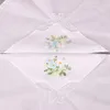 5 pcs vintage bomull vit blommig näsduk tjej servett broderade kvinnor servett broderad fjäril spets blomma näsduk