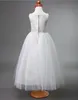 Simple Bateau Princess Floor-length Flower Girl Dress Tulle Wedding Party Christmas Princess Dresses Children Girl Party Dresses