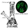 Rökning Tillbehör7.8 "Tall 14mm Joint Glow i de mörka vattenrören Bägare Bongs Design Dab Rigs Hookah Filter Glas Bong