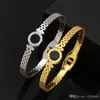Wholesale-titanium steel black Roman numerals bracelet&bangle grid snap fastener titanium steel love bracelet for woman gift
