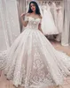 Robes de bal 2020 hors de l'épaule manches courtes dentelle appliques corset dos chapelle train robes de mariée de maternité grande taille s