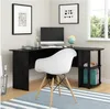 2020 Free shipping Wholesales FCH L-Shaped Wood Right-angle Computer Desk with Two-layer Bookshelves Black