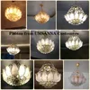 Modern Golden Crystal Chandeliers Lights Fixture LED American Chandelier Lotus Flower Home Indoor Lighting Hall Bed Living Room Hanging Lamp