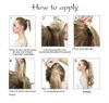 Ponytail Clip In Hair Extensions, 20 tum Ombre Två Tone Lång Straight Clip In / On Hair Extension Human Hair Drawstring Ponytail Grå / Svart