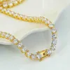 3 mm 4 mm 5 mm 6 mm 6 mm hip hop tenisowe łańcuchy biżuterii Męskie Diamentowe naszyjniki 18K prawdziwe złote białe złoto bling stopnied 232J
