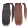 Vmae Braziliaanse Peruaanse rechte 100 g 120 g Natuurlijk bruine dubbel getrokken paardentailclip in magische wrap rond paardenstaarten maagdelijk menselijk haarverlenging