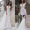 2020 Eleganta Mermaid Bröllopsklänningar Tulle Appliques Sequins Bröllopsklänningar Sweep Train med avtagbar Tarin Vestidos de Novia