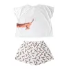 Hzirip algodão verão mulheres pijamas sets home dachshund impressão bonito pijama solta de manga curta tee top shorts hop touts plus size