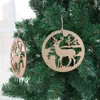 10Pcs Wooden Santa Claus Christmas Snowman Elk Hanging Ornaments Cards Christmas Tree Decoration Pendants For Kids Gifts