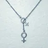 جديد الإناث رمز المجوهرات هدية العتيقة الفضة النسوية رمز سحر مزدوج الصليب قلادة قابل للتعديل لاريات سلسلة قلادة 867