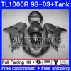 + Tank för SUZUKI SRAD TL 1000 R TL1000R 98 99 00 01 02 03 Matt Black Hot 304HM.3 TL1000 R TL 1000R 1998 1999 2000 2001 2002 2003 Fairings