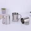 14oz Stainless Steel Mug With Handle Double Coffee Cup Mountaineering Tourism Beer Glass Milk Cups Free Shipping