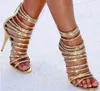 Goldene Kristalle peep toe sexy High Heels Stiletto -Strömungen Riemchen Sandalen Gladiator Sommer Sandalen Frauen Party