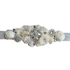 Wedding Sashes Fashion Flowers Floral Bridal Sashes With Crystal Rhinestone Grey Burgundy White Beige Wedding Belt