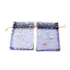 100pcs 9x12cm Navy Blue Jewelry Sac Mariage Gift Star Moon Organza Sac Drawable Bijoux Emballage Affichage de bijoux Sacches 6935175