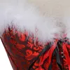 Big Miss Santa Plus Size S-6XL Costume di Halloween Vestito Clubwear Donna Top con corsetto in pelliccia bianca con gonna lunga in tulle Abbigliamento da ballo