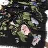 Bufandas cuadradas para mujer de diseño completamente nuevo con estampado floral 100 cachemira de buena calidad color negro tamaño 130 cm 130 cm6344485