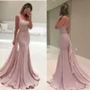 Tanie proste Dusty Pink Satin Mermaid Prom Dresses 2020 Paski Długość Długość Formalna Suknie Vestidos de Fiesta Suknie Wieczór