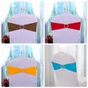 Elastic Wedding Chair Cover Sash Bands Bow Tie For Wedding Party Birthday Chair Buckle Sashes Bowknot Decoration Colors Available DH0682