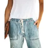 Jeans strappati da donna Jeans a vita alta Pantaloni denim Harem da donna Pantaloni larghi streetwear alti da donna neri
