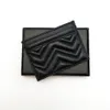 Fashion Credit Bank Card Holder Wave Classic Men Women äkta Real Leather Zig Zag Mini Wallet With Box