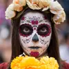 Decorazioni di Halloween messicane Adesivi per tatuaggi facciali Adesivo per trucco facciale Giorno dei morti Teschio Maschera impermeabile Tatuaggio mascherato KDJK1909