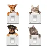 3D quatro computador gato cão vívido adesivo de parede do interruptor de banheiro decoração crianças decalque de cozinha decalque foto de vinil