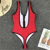 New Sexy Red Zipper High Cut Leg Perizoma Costume intero Costumi da bagno donna Costumi da bagno Donna 2020 Bagnante Costume da bagno Swim Monokini Lady