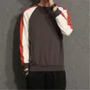 Men Colorblock Long Sleeve T Shirt Fashion Loose Round Neck Patchwork Designer Tshirt Clothing Spring Trend New Male Casual Slim Tee Tops