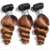 Tissage en lot brésilien naturel Loose Wave T1B27, 2 tons, ombré, 34 pièces, noir à légèrement soufflé, boucles amples de printemps, Hair5067060