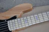 Fabriek groothandel 5 snaren natuurlijke hout kleur elektrische basgitaar met ash body, actieve circuit, zwarte slagplaat, esdoorn fretboard