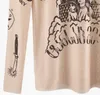 2022 Autumn New Fashion Women Basal Top Goddess Tatoo Print Long Sleeve High Tight Collar Nude Color Mesh Yarn SEXY T-shirt B666 CX220415
