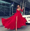 Women Evening Dress Deep V Neck Sweep Train Long Sleeve Dress Party Bridesmaids Femme Solid Maxi Prom Dresses