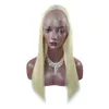 Gorąca 180% Gęstość 18-24 cala # 613 Blond peruki syntetyczne jedwabiste proste bezsporny syntetyczny blond koronki przednie peruki dla kobiet odporne na ciepło
