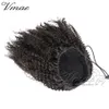 Indien Vierge Naturel Noir Cheveux 4A 8 à 22 pouces 120 g Élastique Bande Cravates Cordon Afro Kinky Curly Remy Human Hair Ponytail