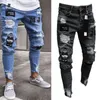 Calças de brinco de desenhista dos homens calças de lápis lápis apertado calças de cintura baixa calças zíper novo design calças rasgadas na moda calça fechada