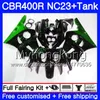 + Tank für HONDA CBR 400 RR 400RR CBR400RR 88 89 90 91 92 93 266HM.AA NC29 Grüne Flammen CBR400 RR NC23 1988 1989 1990 1991 1992 1993 Verkleidung