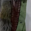 2019 Mukla kürk marka Demir gri rakun kürk trim kadınlar kar mont Demir gri coyote kürk Astar ordu yeşil tuval mini parka