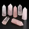 Commercio all'ingrosso libero di trasporto 1 PZ Grande 100% Natural Rock Pink Rose Quartz Crystal Stone Point Healing Crystal Stone 50-60mm e 70-75mm