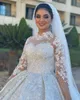 2020 Plus Size Árabe ASO EBI Sparkly Sexy Vintage Vestidos Vestidos de Laço Cristais de Laço Vestidos De Noiva de Manga Longa Vestidos de Casamento ZJ508