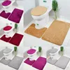 3D-Prägung rutschfeste Matte Rose Red Super Soft Shell Pad Closestool Dreiteiliger Anzug Teppich Duschraum Teppich Badezimmerzubehör 23rbb1