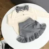 Çocuklar Triko Gömlek Etekler Giyim Bebek Kız Giyim Toddle Örme Mini Elbiseler Suits doğanı Yün Butik Tees Etekler C6496 Tops ayarlar