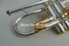 Top Selling Trumpet C Tone C180SML-239 Silver Brass Key Top Musical instrument with case Mouthpiece Free Shipping