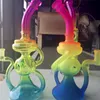 Rasta Color Glass Bong Recycler Dab Rig 10 tum Glass Water Pipe Cool Showerhead Perc Oil Rig Bubbler With Banger