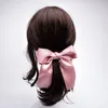 Handmade streamer clipes de cabelo longo fita cetim mola clipe super grande arco meninas acessórios 8 cores